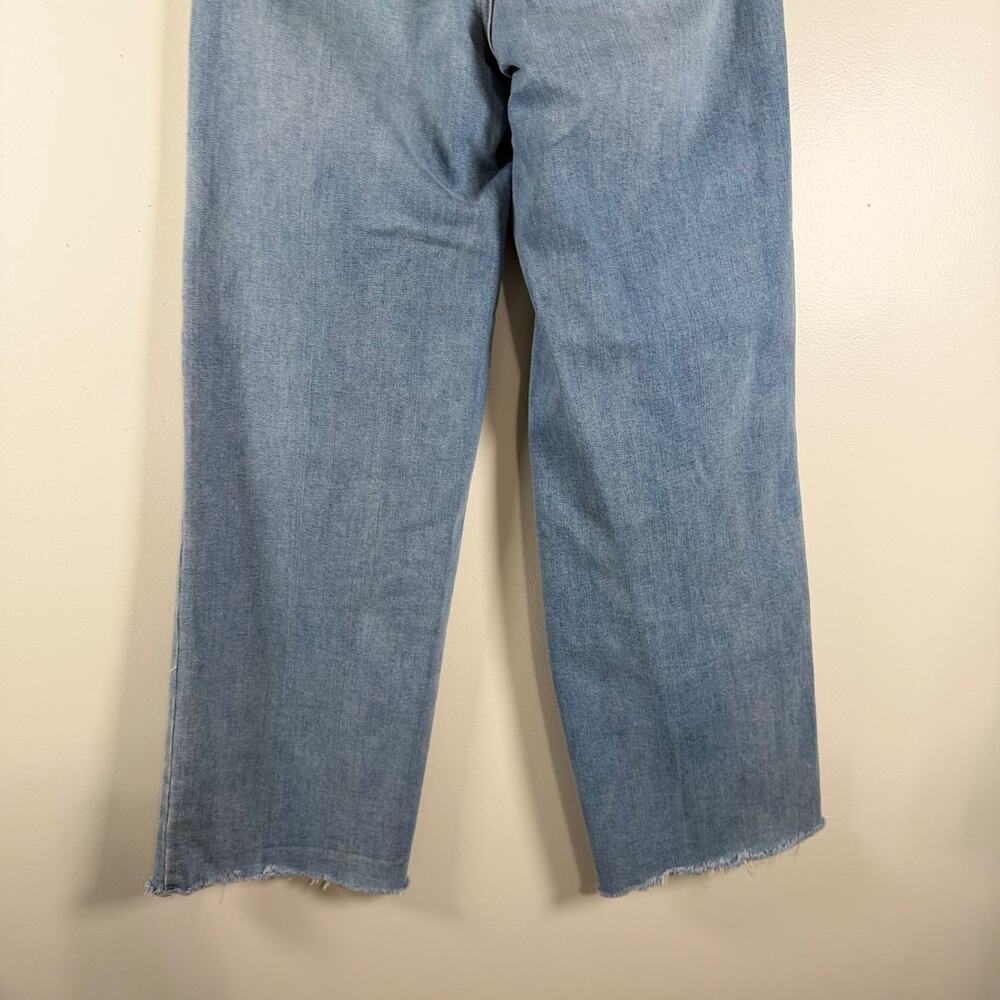OAT New York High Rise Square Pocket Wide Leg Raw Hem Denim Jeans Size 4/27 - Picture 10 of 10